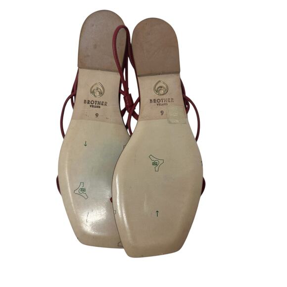 Brother‎ Vellies Trieste Sandals Flat Strappy Leather Red Size US 9 - Picture 13 of 14